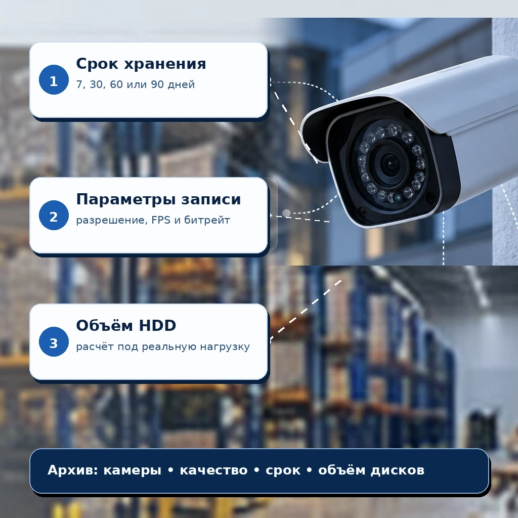 Иллюстрация первого экрана: Расчёт архива видеонаблюдения